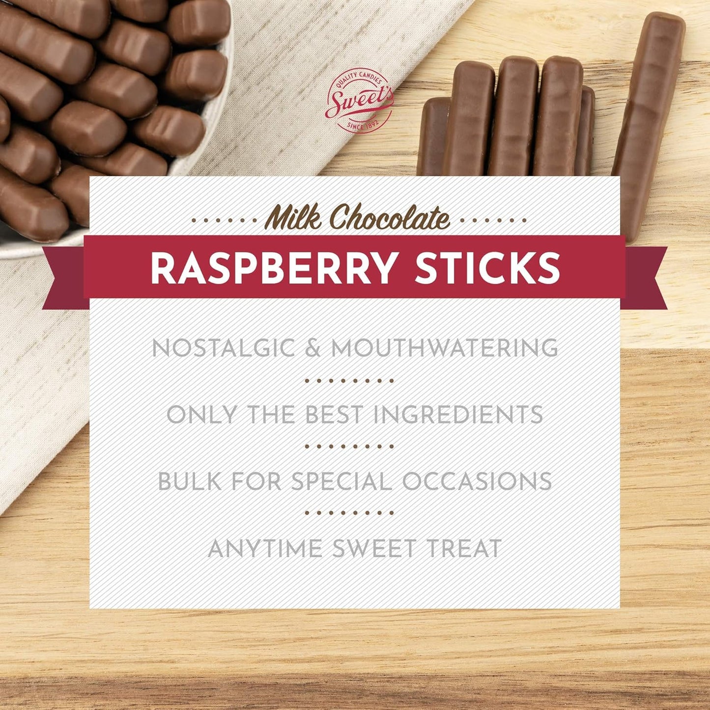 Sweet Candy Company Raspberry Milk Chocolate Sticks 10 Ounce