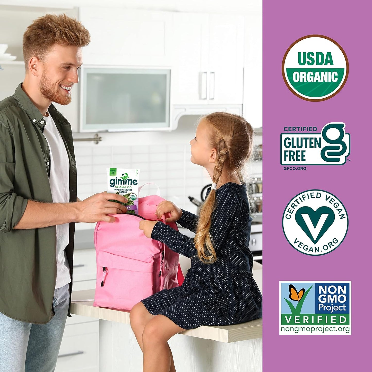 Gimme Seaweed Grab & Go - Teriyaki - 5 Count - Organic Roasted Seaweed Sheets - Keto Vegan Gluten Free - Great Source of Iodine & Omega 3’s - Healthy On-The-Go Snack for Kids Adults