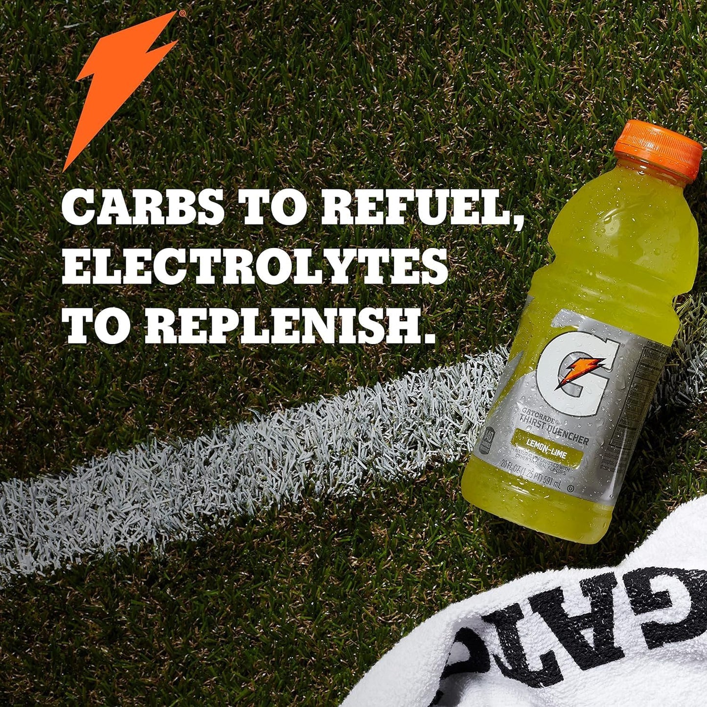 Gatorade Thirst Quencher Natural, Lemon Lime Sports Drink, 20 Fl Oz Bottles, 8 Pack
