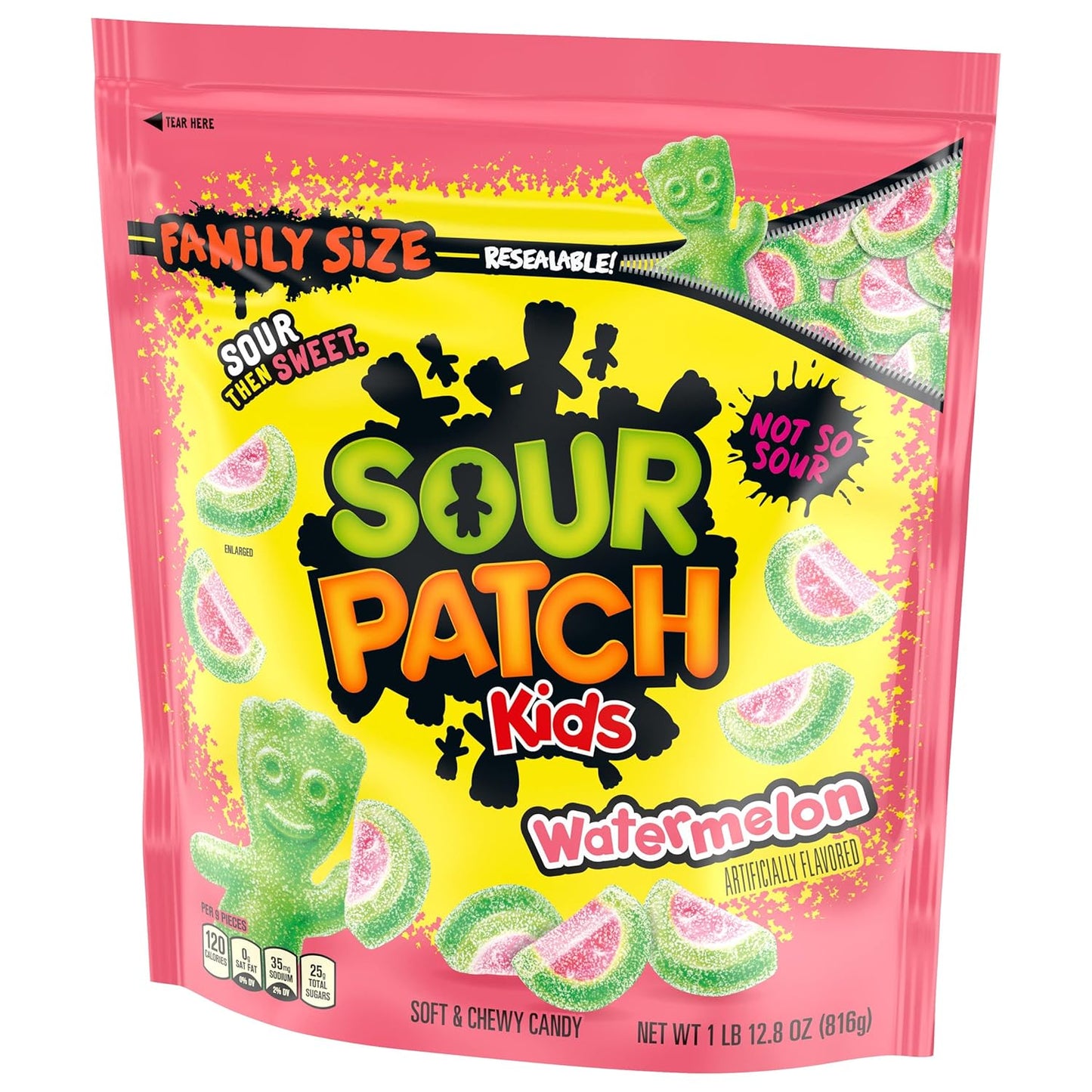 SOUR PATCH KIDS Watermelon Soft & Chewy Candy, Family Size, Bulk Candy, 1.8 lb