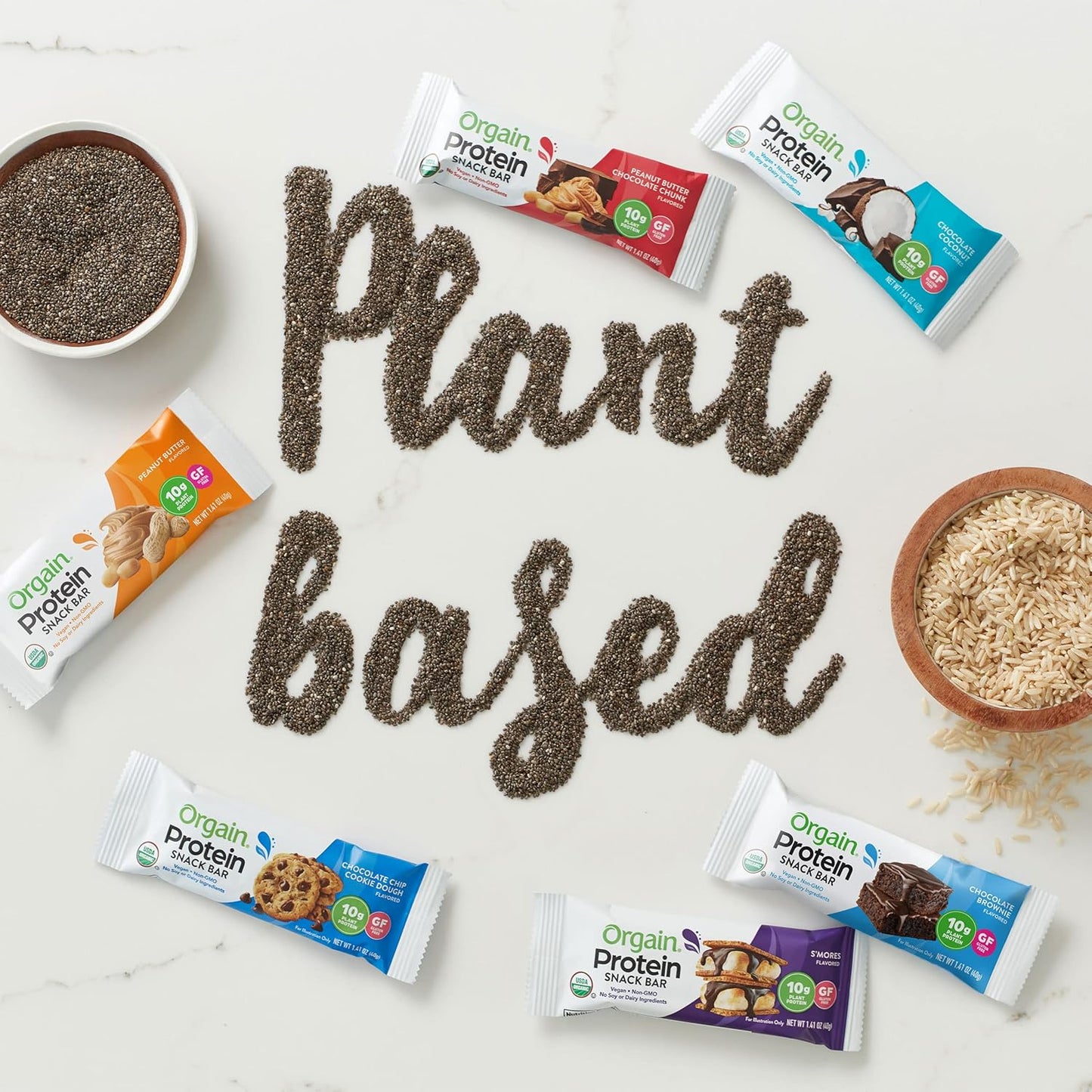 Orgain Organic Vegan Protein Bars, Chocolate Brownie - 10g Plant Based Protein, Low Calorie Healthy Snacks, No Lactose or Soy Ingredients, Gluten Free, Non-GMO - 1.41 Oz (Pack of 12)