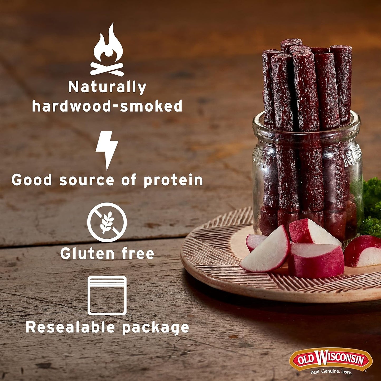 Old Wisconsin Honey Brown Sugar Turkey Sausage Snack Sticks, Naturally Smoked, Ready to Eat, High Protein, Low Carb, Keto, Gluten Free, 28 Ounce Resealable Package
