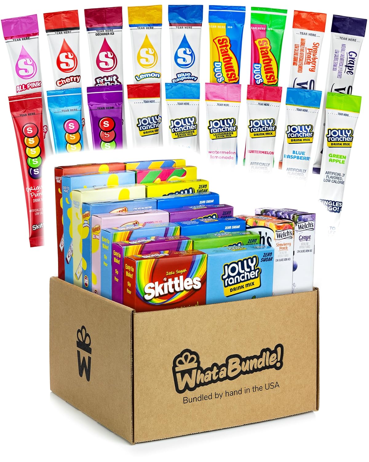 WhataBundle! Water Flavoring Packets - 18 Candy Flavors of Flavored Water Packets - 108 Servings - Sugar Free Drink Mix Packets in a WhataBundle! Box