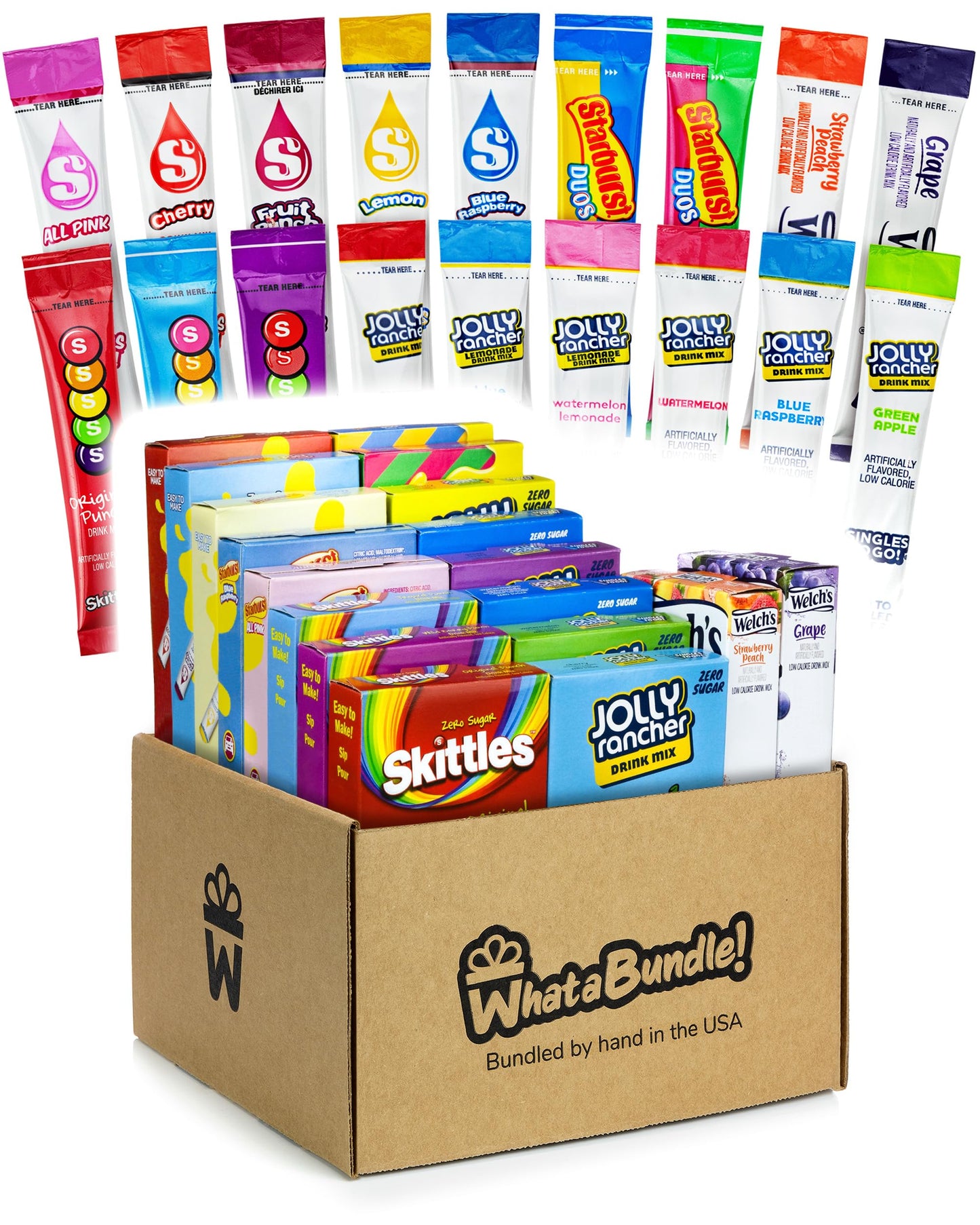 WhataBundle! Water Flavoring Packets - 18 Candy Flavors of Flavored Water Packets - 108 Servings - Sugar Free Drink Mix Packets in a WhataBundle! Box