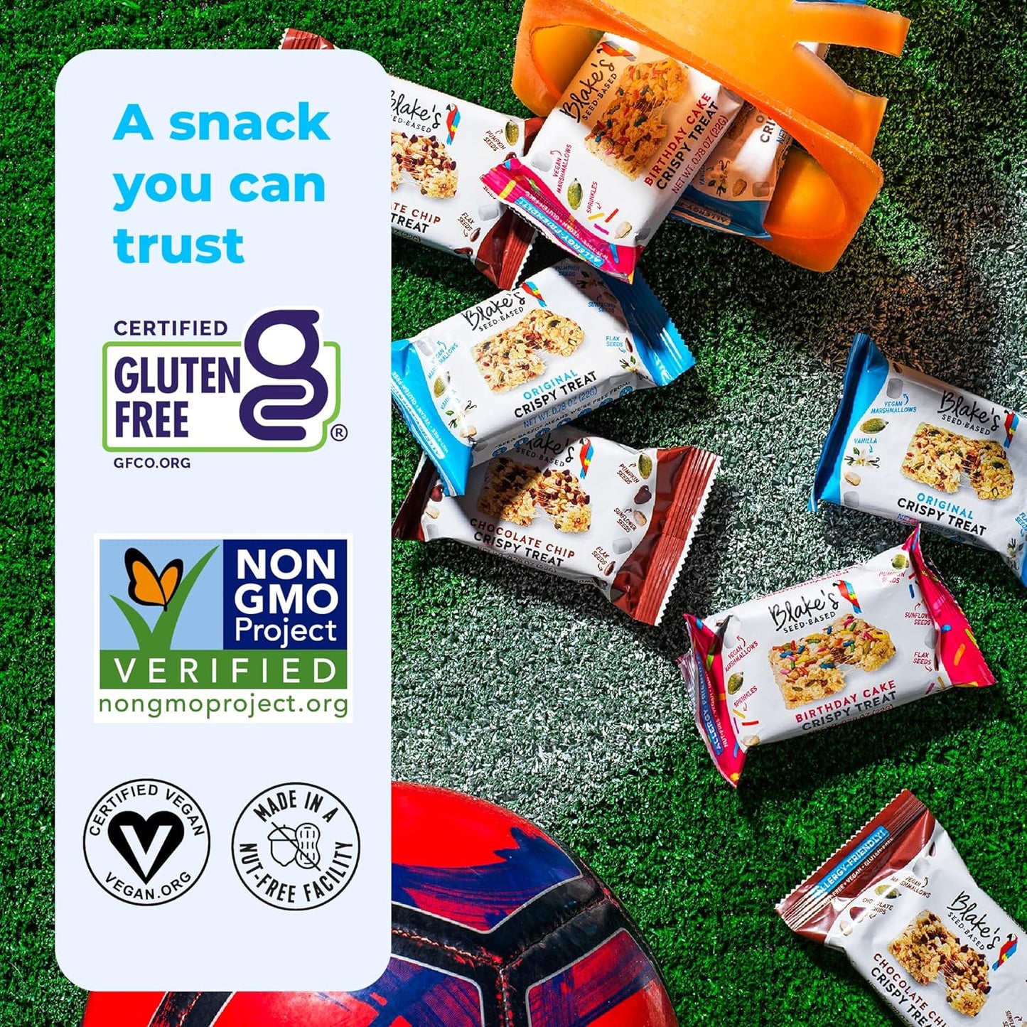 Blake’s Seed Based Crispy Treats – Variety Pack (24 Count), Vegan, Gluten Free, Nut Free & Dairy Free, Healthy Snacks for Kids or Adults, School Safe, Low Calorie Organic Soy Free Snack