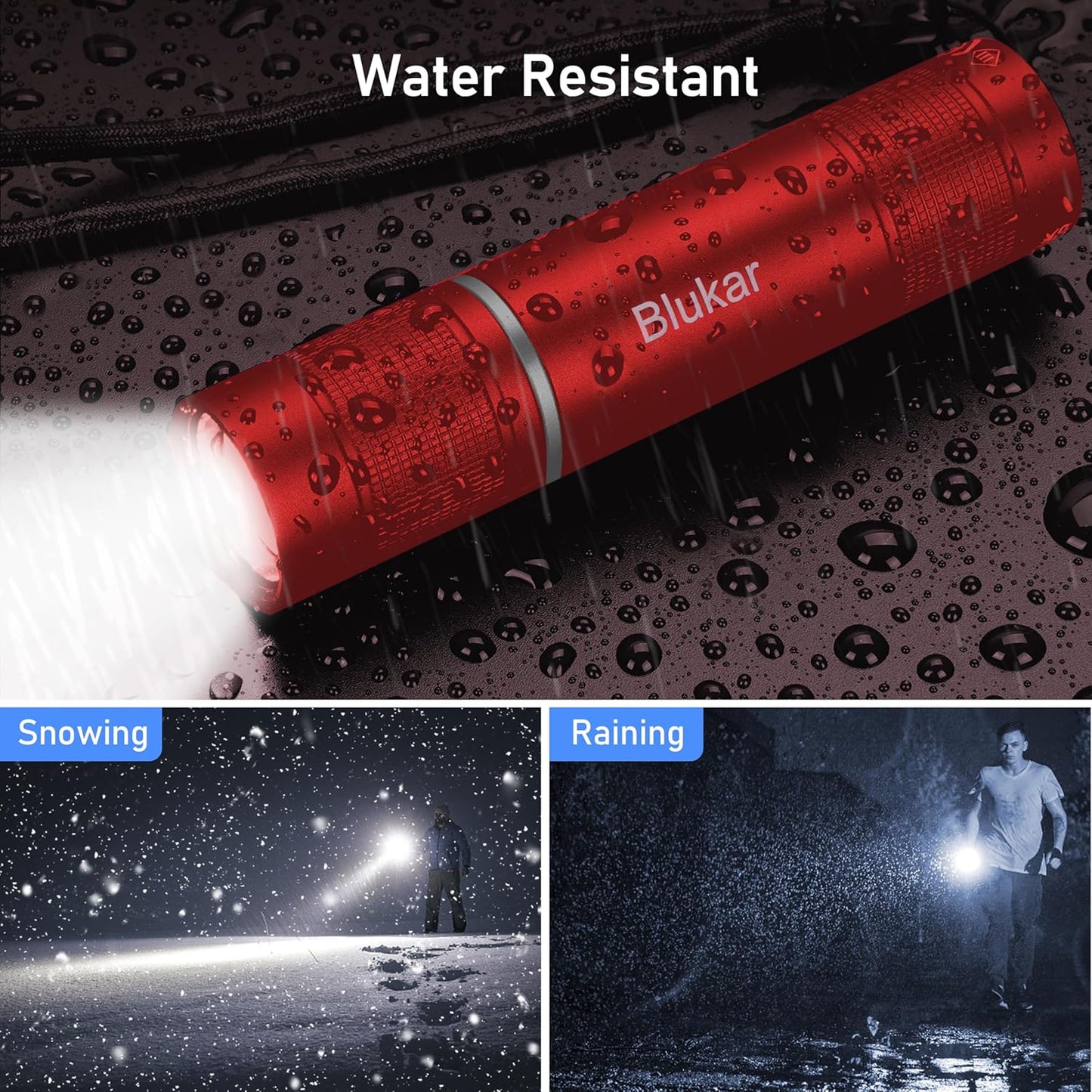 Flashlight Rechargeable,2000L High Lumens Flashlight,Super Bright Small LED Flash Light-Zoomable,Adjustable Brightness,Long Lasting for Camping,Outdoors,Christmas Gifts Men&Women-Red