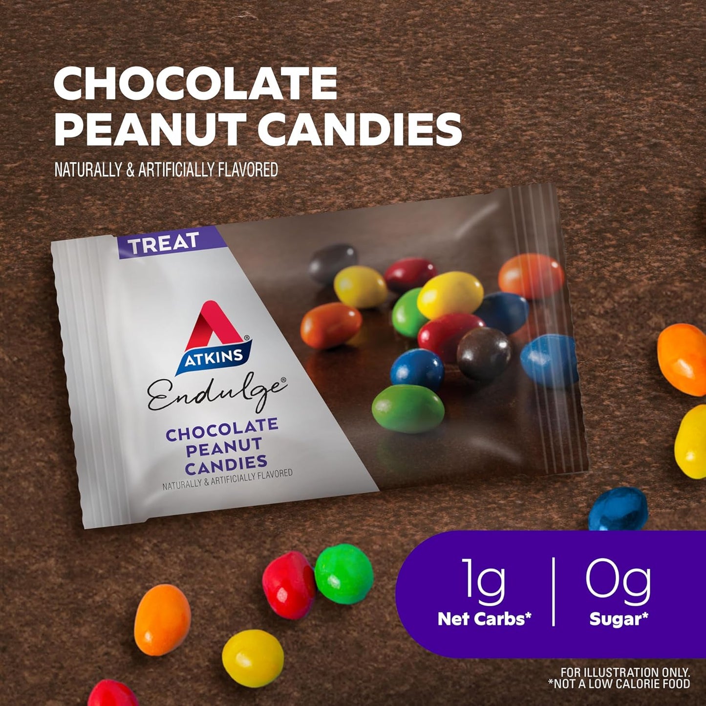 Atkins Endulge Chocolate Peanut Candies, Dessert Favorite, 0g Sugar, 16 Count