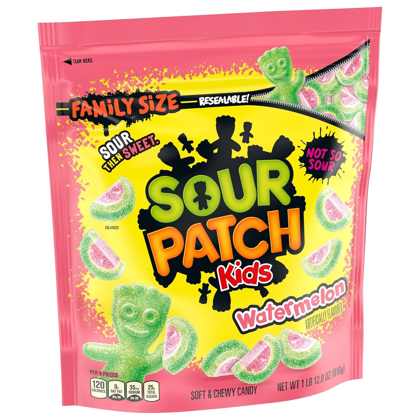 SOUR PATCH KIDS Watermelon Soft & Chewy Candy, Family Size, Bulk Candy, 1.8 lb
