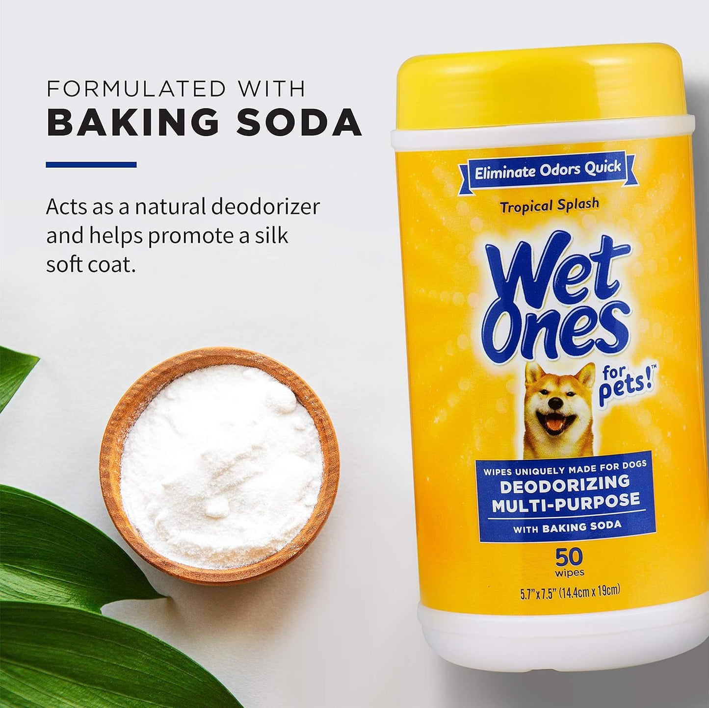 Wet Ones for Pets Deodorizing Multipurpose Pet Wipes, Tropical Splash Scent - Pet Grooming Wipes for In-Between Baths, Pet Cleaning Supplies, Puppy Wipes for Dogs, 50 Count