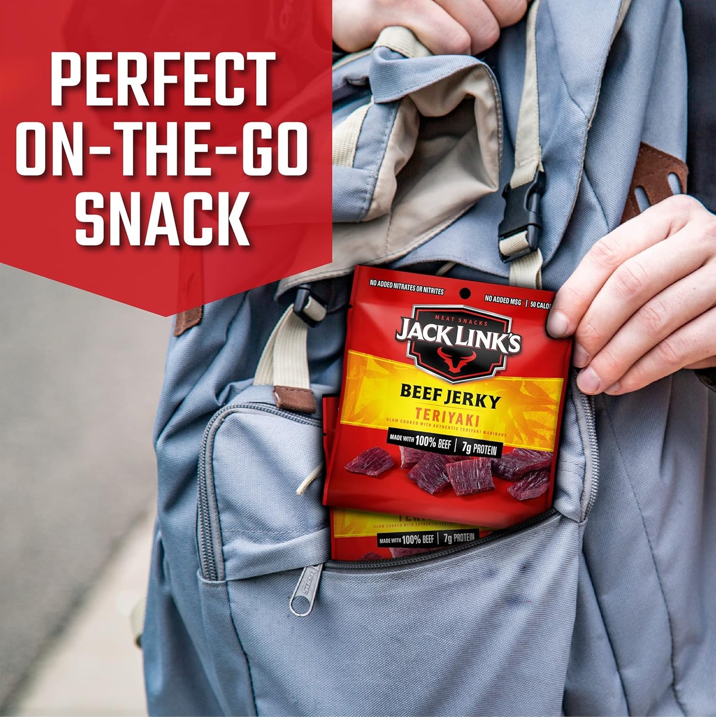 Jack Link's Beef Jerky, Teriyaki, Multipack Bags – Flavorful Meat Snacks for Lunches, Ready to Eat - Great Stocking Stuffers, Gifts for Men, 7g of Protein, Made with 100% Beef – 0.625 oz (Pack of 20)