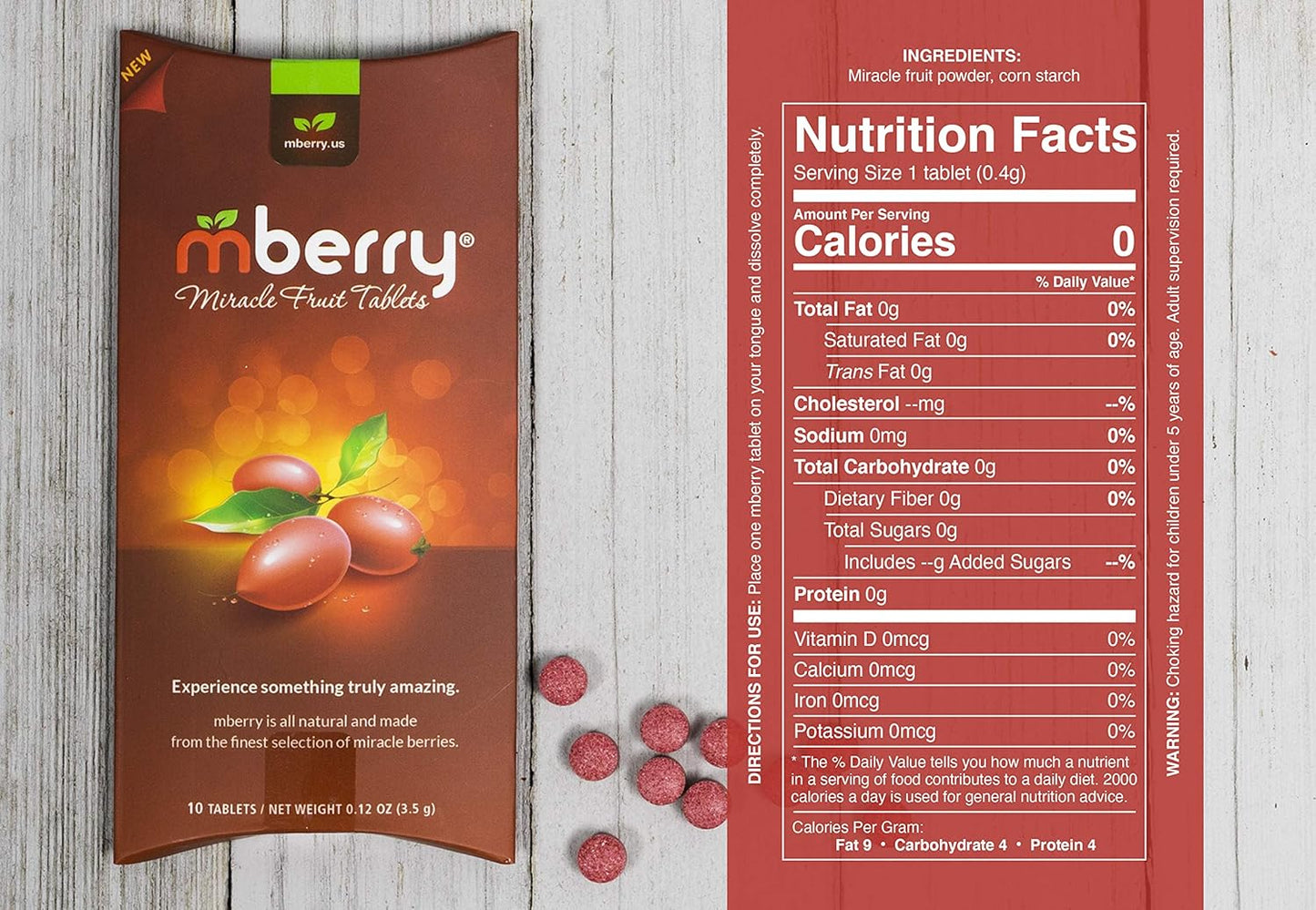 mberry Miracle Berry Tablets, Miracle Fruit Snacks, 10 Count, .12 Ounce, Pack of 1