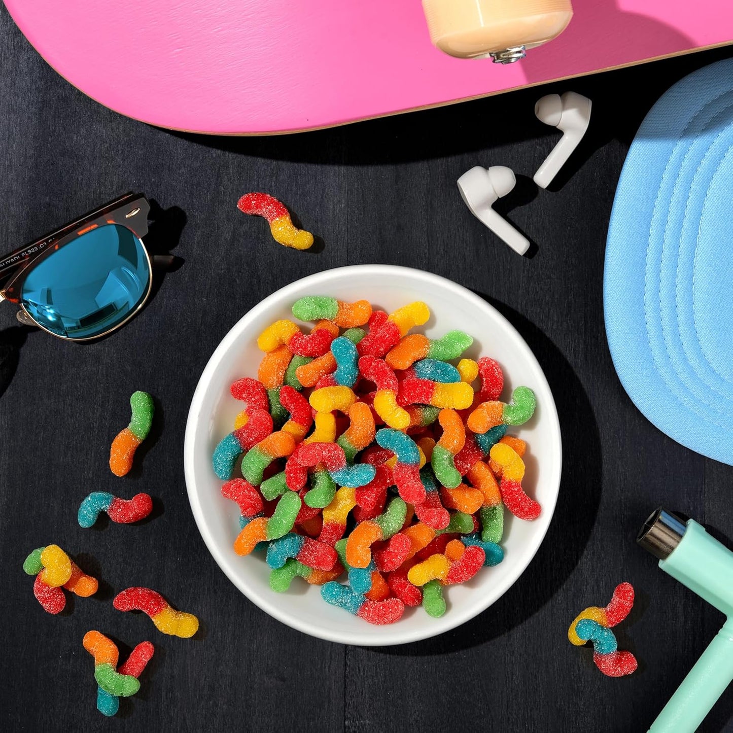 Trolli Mini Sour Brite Crawlers, Candy, Cherry-Lemon, Strawberry-Grape & Orange-Lime, Sweet and Sour, Gummy Worms, Halloween Candy Variety Pack Trick-or-Treat Assortment, 18 oz (30 ct)