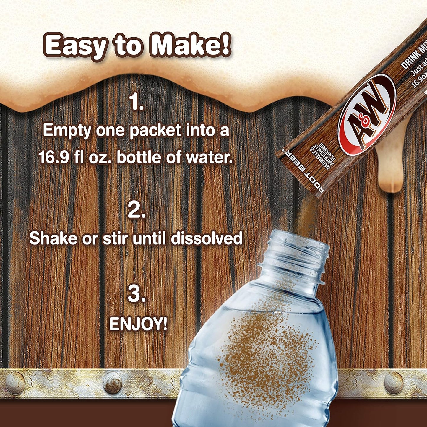 A&W, Root Beer – Powder Drink Mix -6 Count (Pack of 12) Sugar Free & Delicious, Makes 72 flavored water beverages