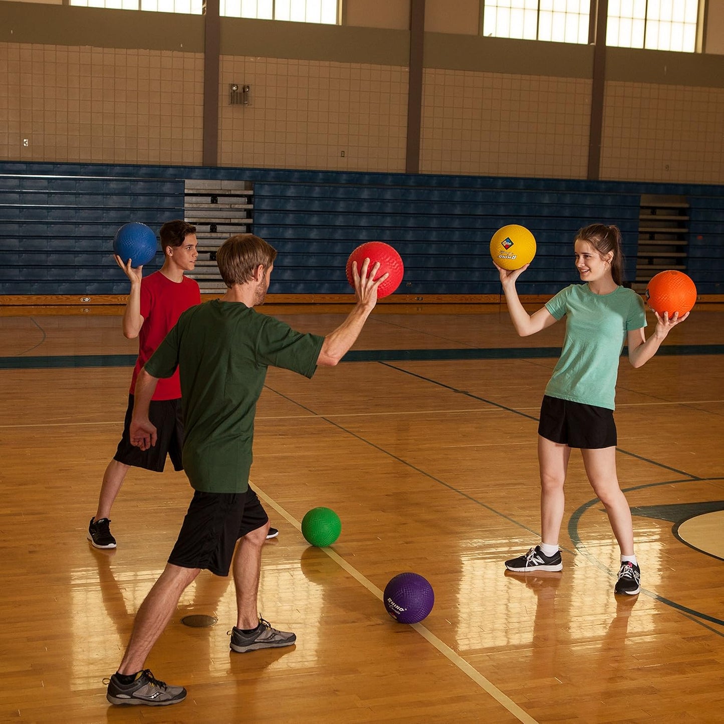 Champion Sports Rhino Playground Ball Set, 8.5"D -Two-Ply, Nylon Wound - Set of 6 Colors