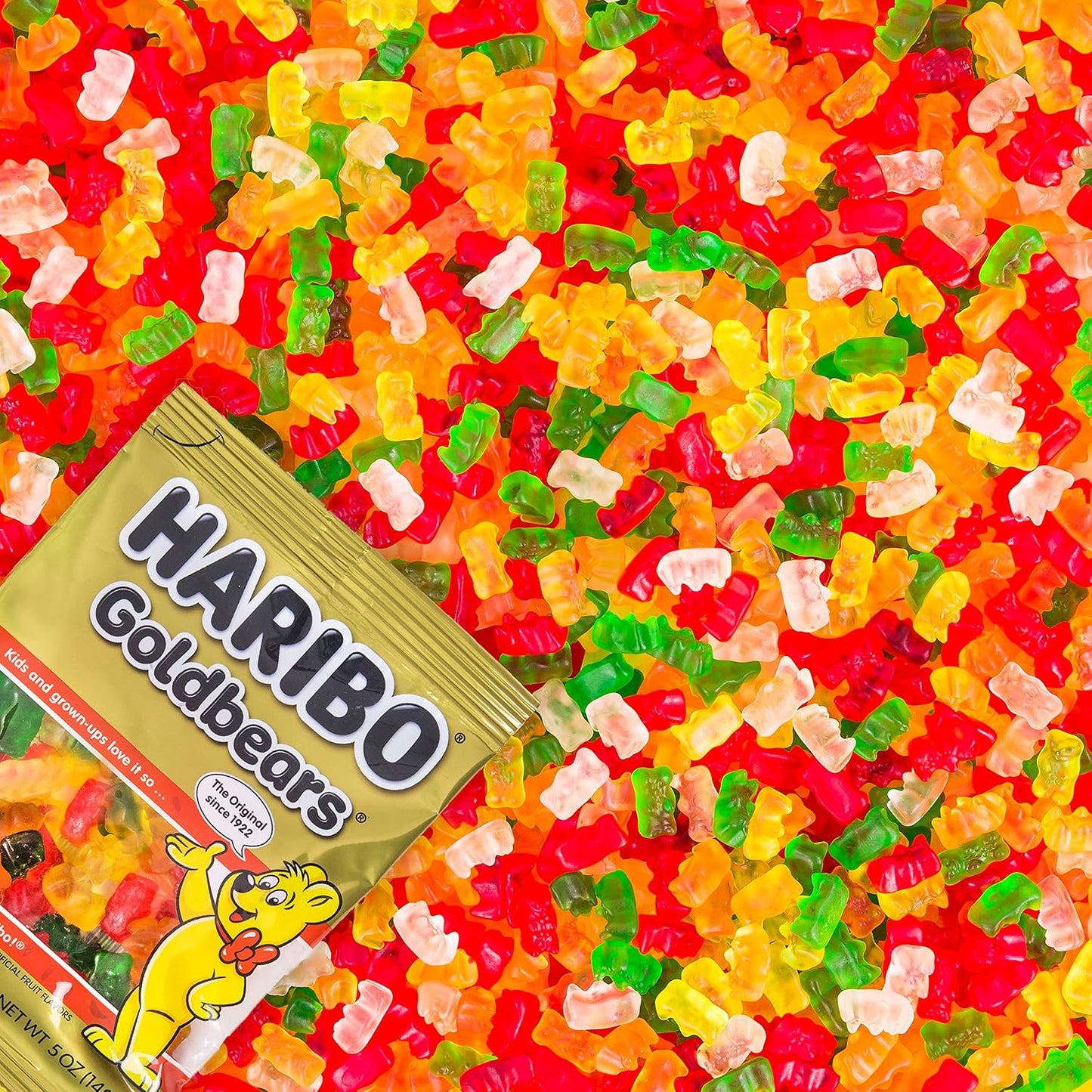 HARIBO Gummi Candy, Original Goldbears Gummy Bears, 3 Pound Party Size Bag, Delicious Soft & Chewy Sweet Snacks, Assorted Fruity Flavors