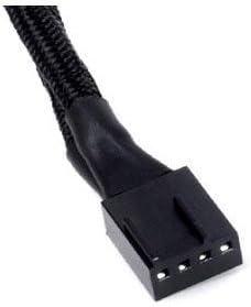 All Black Sleeved PWM Fan Splitter Cable 1 to 2 Converter, 2 Pack