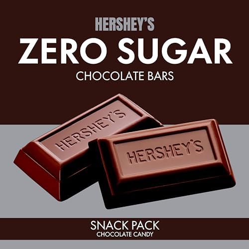 Hershys Milk Chocolate Sugar Free Miniatures Chocolate Candy Bar - 1 Pounds Approx 50 Pieces Individually Wrapped Milk Chocolate Candy Zero Sugar - Hershys Miniatures Chocolate Zero Sugar - Candy & Chocolate Sugar Free Snacks - Perfect for Sharing or
