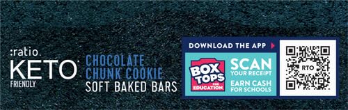 Ratio Soft Baked Bars, Chocolate Chunk Cookie, 1g Sugar, Keto Friendly, 5.34 oz (6 Bars)