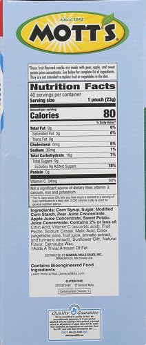 Mott's Fruit Flavored Snacks, Assorted Fruit, Family Pack, Gluten Free, 40 ct