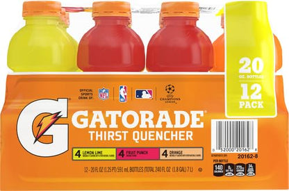 Gatorade Thirst Quencher Sports Drink, Variety Pack, 20oz Bottles, 12 Pack, Electrolytes for Rehydration