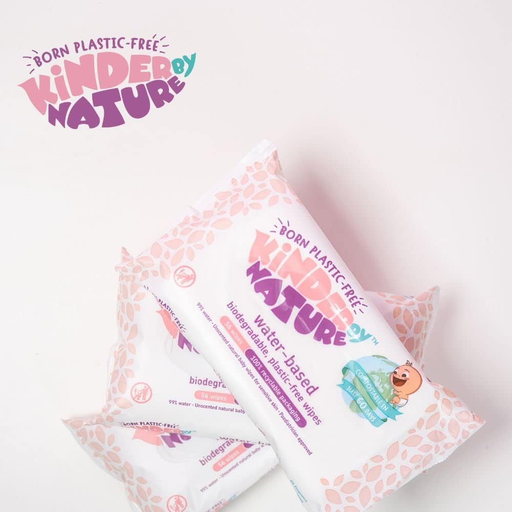 Kinder by Nature Water-Based Baby Wipes - 56 Count (Case of 12 packs)