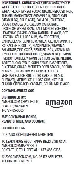 Amazon Brand - Happy Belly Fruit & Grain Cereal Bars, Raspberry, 8 Count (Pack of 1)