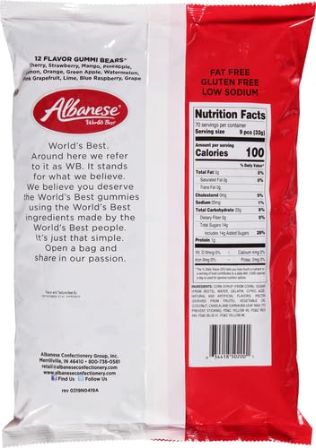 Albanese World's Best 12 Flavor Gummi Bears, 5lbs of Candy, Soft & Chewy Candy Snack, Fruity Flavor Assortment