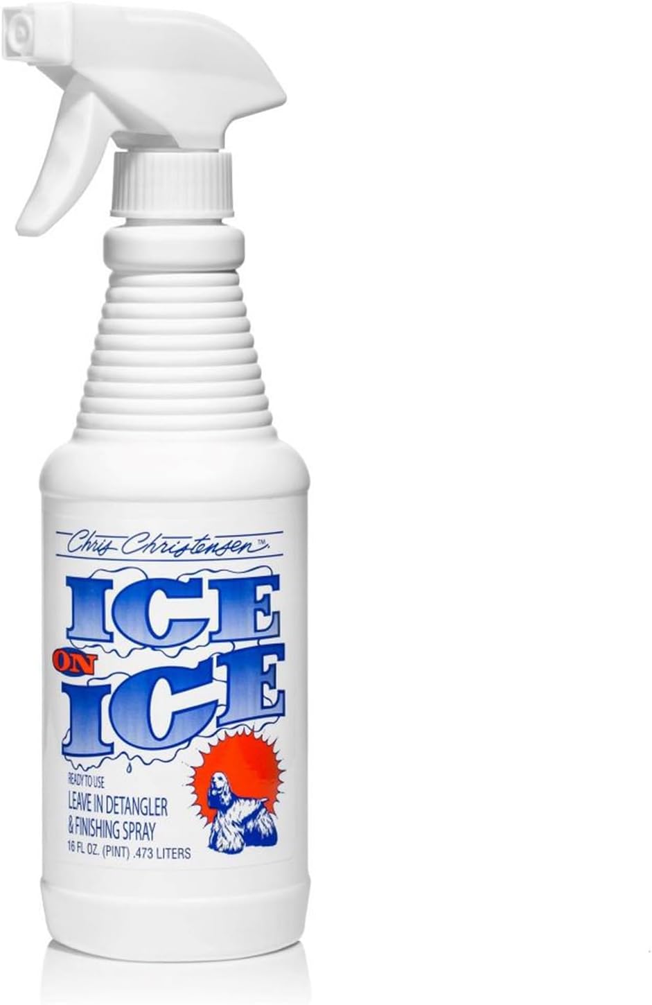 Chris Christensen Ice on Ice Detangler and Finishing Dog Spray, Groom Like a Professional, Ready to Use, Helps Brush/Comb Glide Through Coat, Conditions, No Residue, All Coat Types, Made in USA, 16 oz