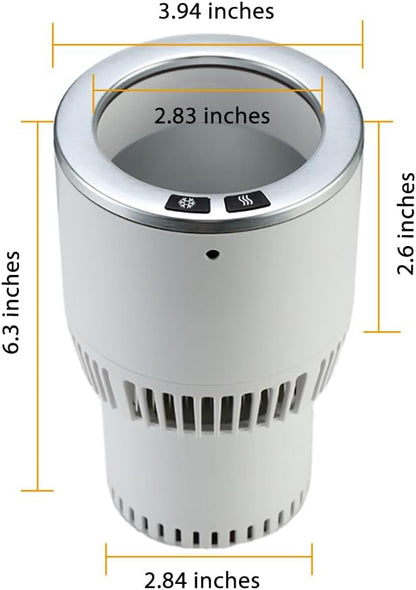 Cup Holder Coffee Warmer Drink Cooler 2-in-1 Truck Caned Drink Holder Gift(White with Silver12V)