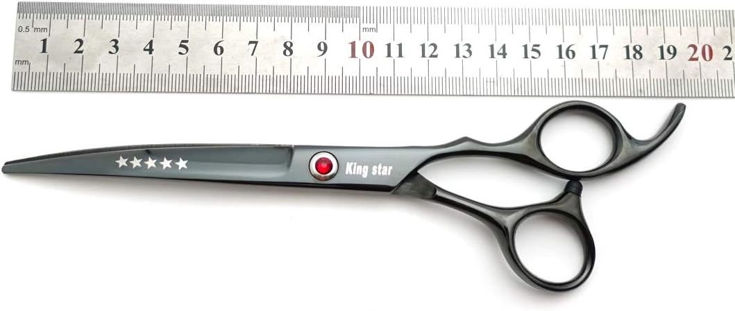 7.0in Titanium Black Professional Pet Grooming Scissors Set,Straight & Thinning & Curved Scissors 4pcs Set for Dog Grooming,(Black)