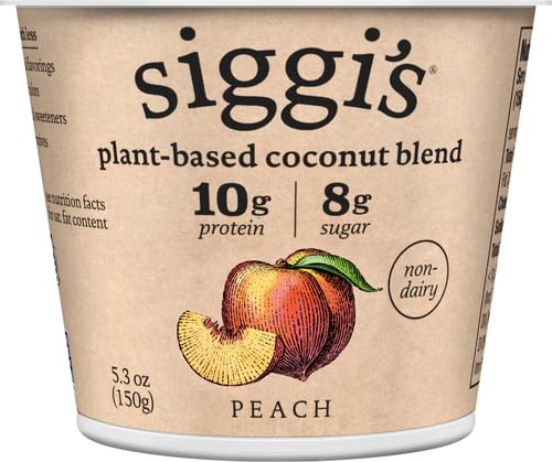 siggi's® Plant-Based Coconut Blend, Peach, 5.3 oz. Cup – Single Serving Dairy Free Snack, More Protein Than Sugar