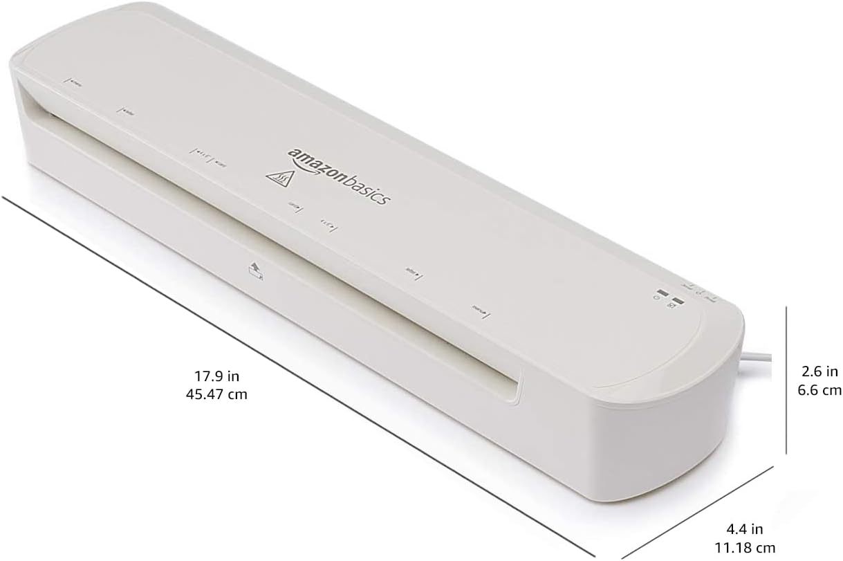 Amazon Basics Easy to Use 12-Inch Thermal Laminator Machine, For Home Office or School, White