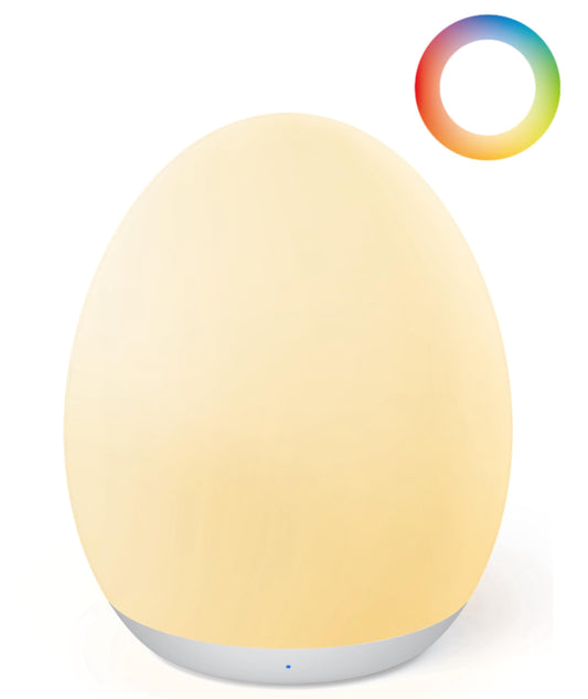 JolyWell Night Light for Kids, Egg Light for Nursery with 7 RGB Colors Changeable & Stepless Dimming, Rechargeable Tap Light with 1h Timer & Touch Control, Portable Night Light for Babies BPA Free