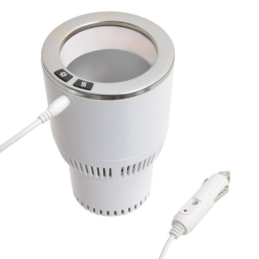 Cup Holder Coffee Warmer Drink Cooler 2-in-1 Truck Caned Drink Holder Gift(White with Silver12V)