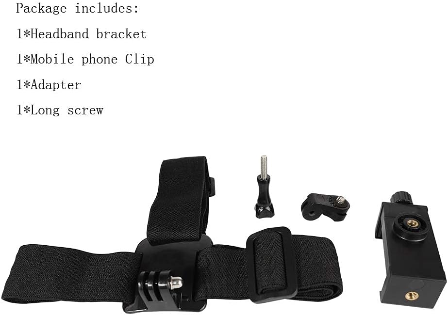 Head-Mounted Mobile Phone Holder,First-Person View Video Outdoor Live Shooting Bracket with Phone Clip(4"-7") for iPhone Samsung Smartphones and GoPro Insta360 Sony DJI Action Camera Head Mount Strap