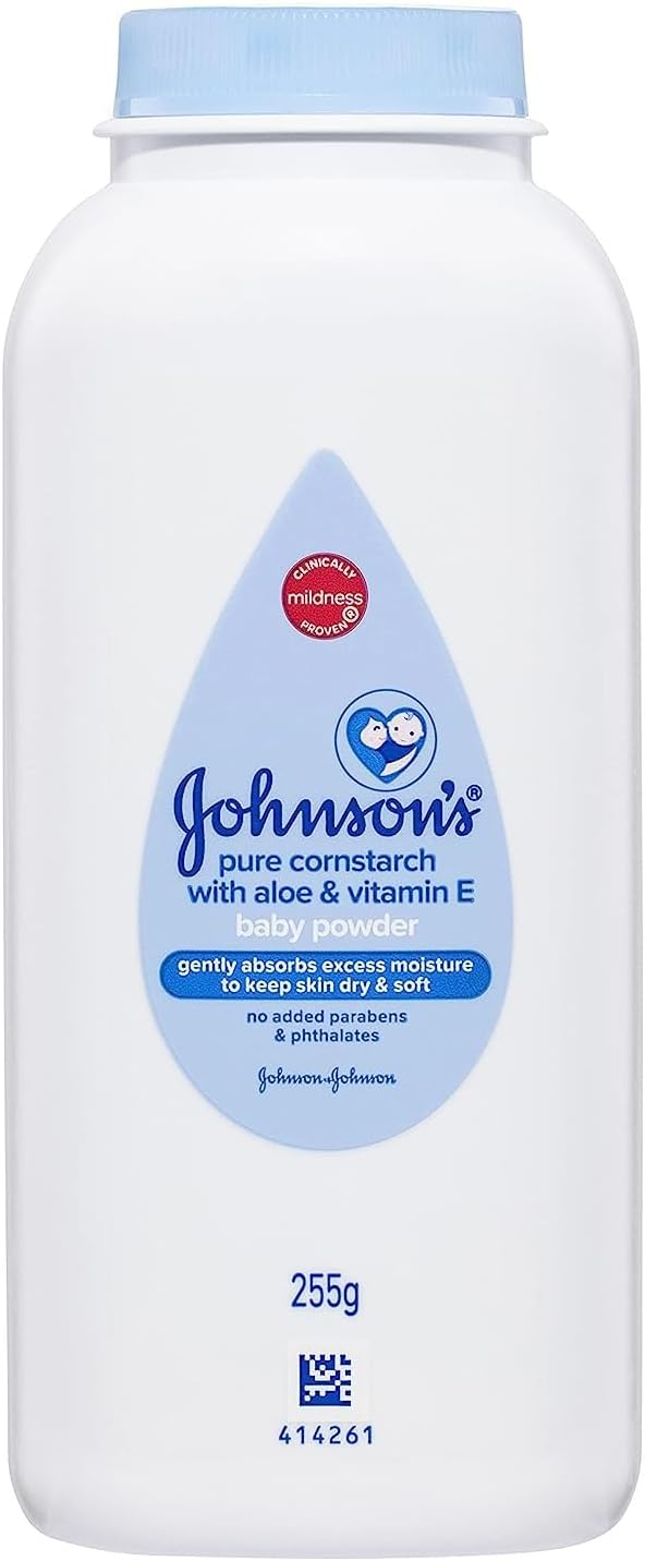 Johnson's Baby Powder with Naturally Derived Cornstarch Aloe & Vitamin E, Hypoallergenic, 9 oz