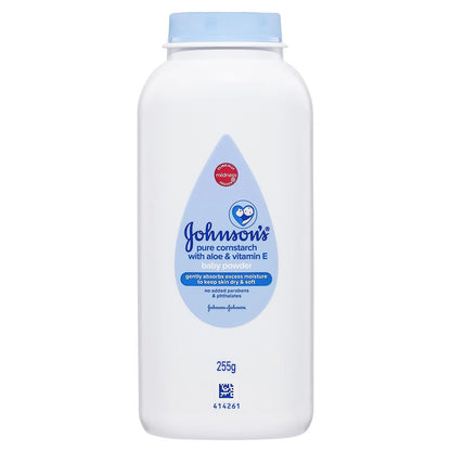 Johnson's Baby Powder with Naturally Derived Cornstarch Aloe & Vitamin E, Hypoallergenic, 9 oz