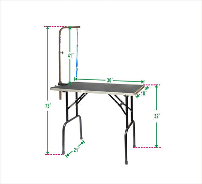 Go Pet Club - 30 Inch Dog Grooming Table - Pet Grooming Table - Foldable, Adjustable Arm, Portable, Non-Slip Grooming Table for Dogs at Home - Black