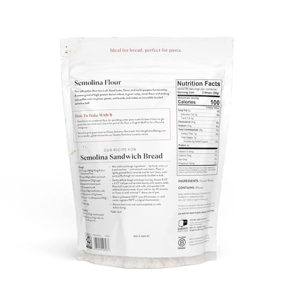 King Arthur Premium Semolina Flour: Coarse Ground, High Protein Durum Wheat for Perfect Pasta, Pizza, and Bread Making - Kosher, 3 lbs Resealable Bag, USA-Grown Wheat, Versatile Baking Ingredient