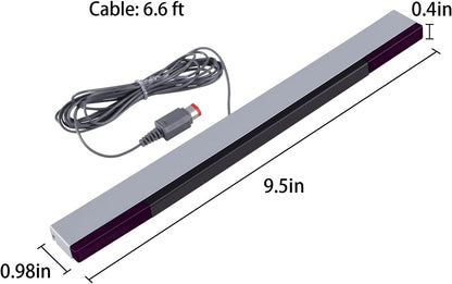 Aokin Sensor Bar for Wii, Replacement Wired Infrared Ray Sensor Bar for Nintendo Wii and Wii U Console, includes Clear Stand