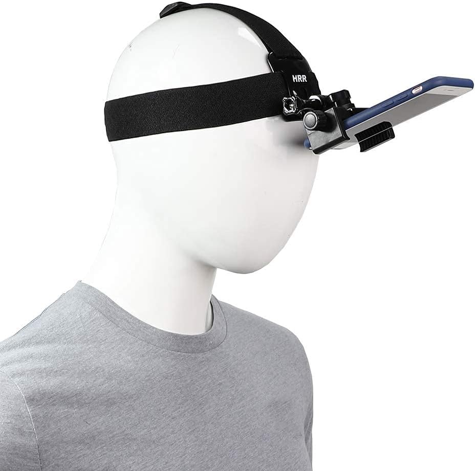 Head-Mounted Mobile Phone Holder,First-Person View Video Outdoor Live Shooting Bracket with Phone Clip(4"-7") for iPhone Samsung Smartphones and GoPro Insta360 Sony DJI Action Camera Head Mount Strap