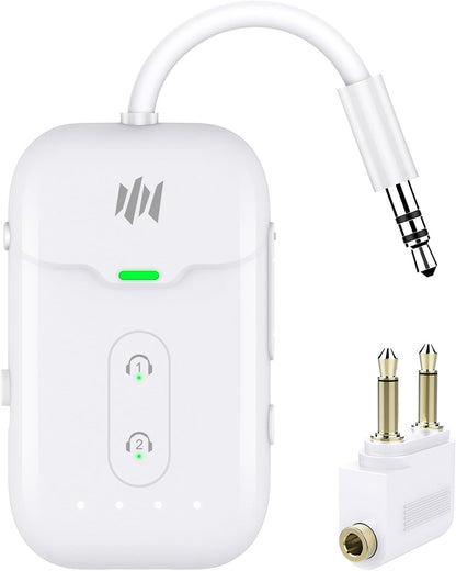 Bluetooth 5.4 Transmitter Receiver,2-in-1 Bluetooth Adapter for Airplane,Bluetooth Transmitter for TV,Gym, Up to 2 AirPods/Headphones,Wireless Audio Adapter with aptX LL for Travel & Home/Car Stereo