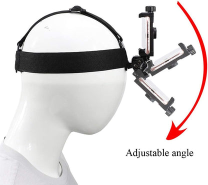 Head-Mounted Mobile Phone Holder,First-Person View Video Outdoor Live Shooting Bracket with Phone Clip(4"-7") for iPhone Samsung Smartphones and GoPro Insta360 Sony DJI Action Camera Head Mount Strap