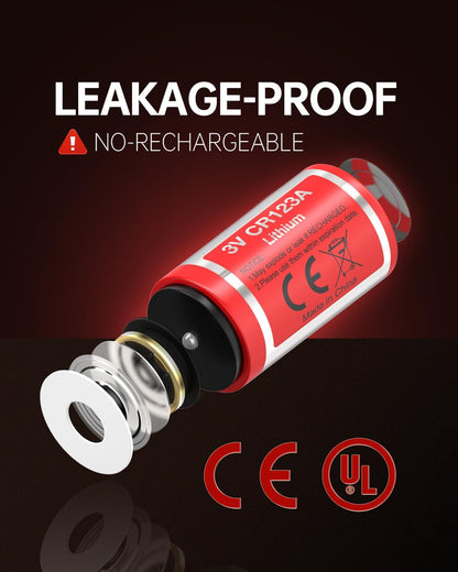 CR123A Lithium Battery, 8 Count, 3 Volt 123 Batteries for Flashlight, Home Safety and Security Devices, 10 Year Shelf Life