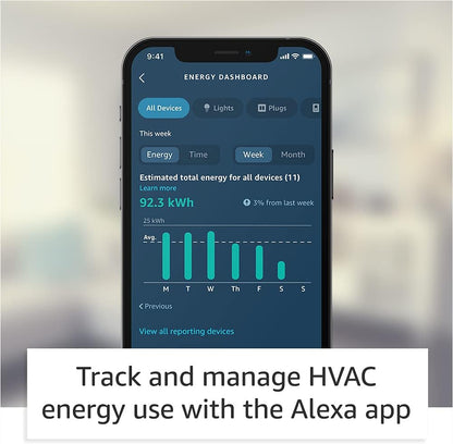 Amazon Smart Thermostat – Save money and energy - Works with Alexa and Ring - C-wire required