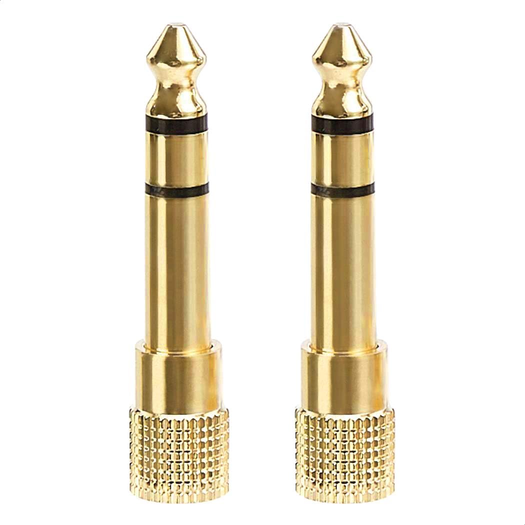 Amazon Basics Gold Plated 6.35mm 1/4 Male to 3.5mm 1/8 Female audio Stereo Headphone Adapter - 2-Pack