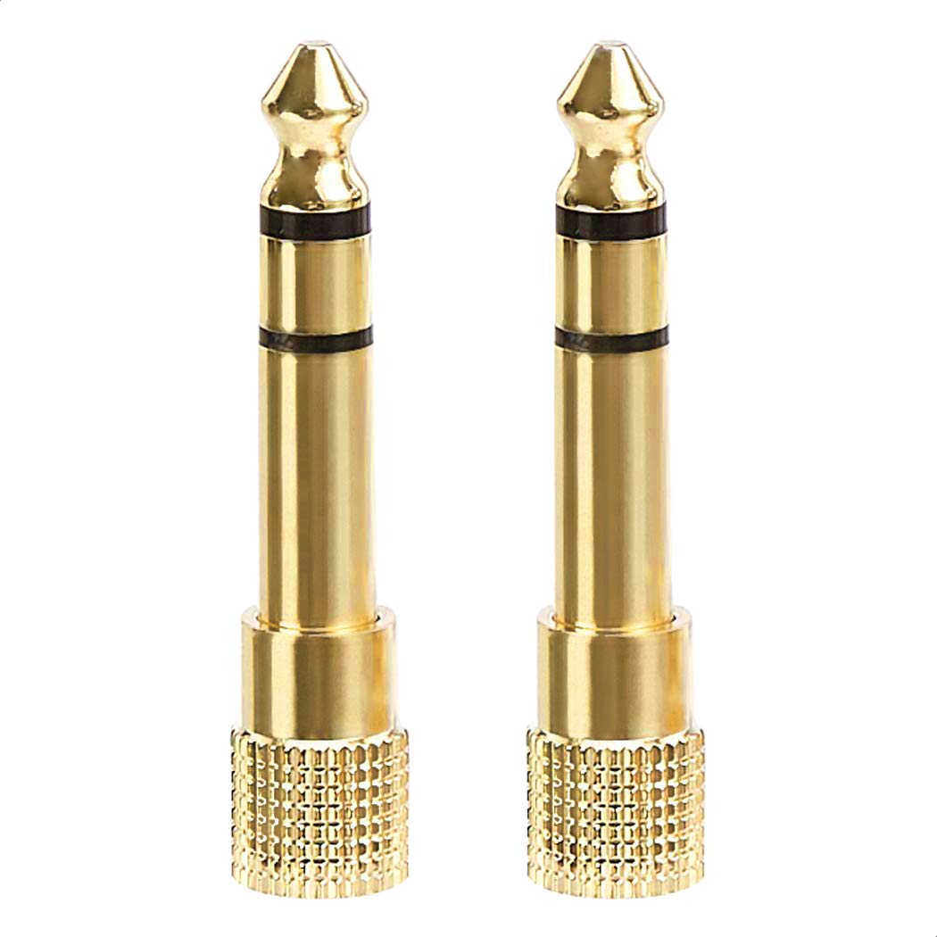 Amazon Basics Gold Plated 6.35mm 1/4 Male to 3.5mm 1/8 Female audio Stereo Headphone Adapter - 2-Pack
