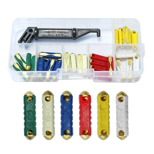 30 Pcs and 1Pc Fuse Box Assortment Bakelite Auto Fuses Replacement for GBC European Automotive 5A 8A 16A 20A 25A 30A