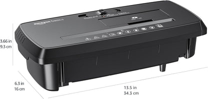 Amazon Basics 8-Sheet Strip Cut Paper, CD, and Credit Card Shredder, Compact, No Basket, Portable with Extendable Arm, Black