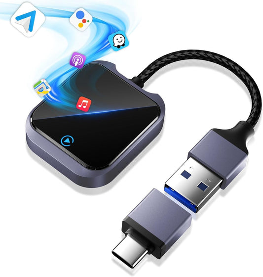 Carplay Wireless and Android Auto Wireless Adapter with Fast Stable 5Ghz WiFi Bluetooth, Wireless Android Auto Car Adapter Applies to Cars After 2016 & Phone with Android10+& USB-A/Type-C